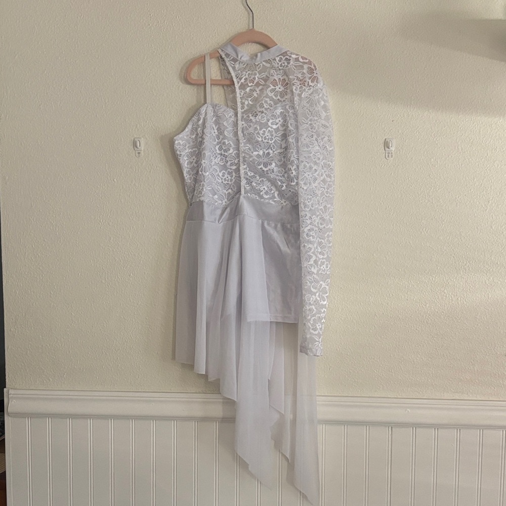 White Lace Asymmetrical dance costume